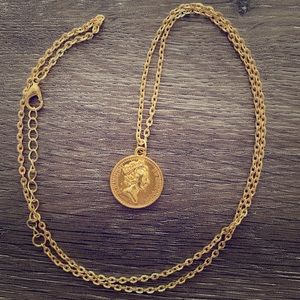 Long gold coin necklace